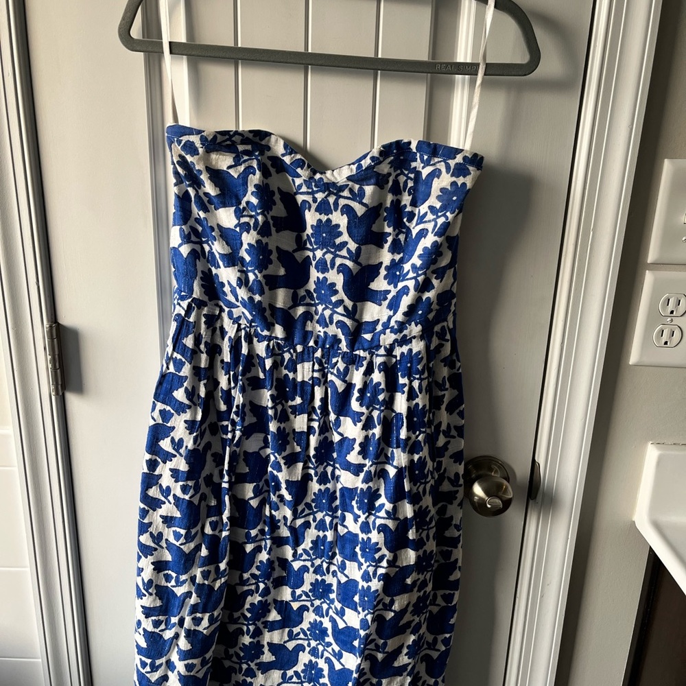 Strapless Blue & White Dress